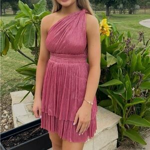 Sabina Musayev One-Shoulder Pink Dress